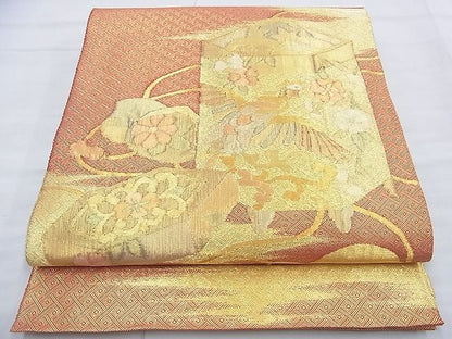 平和屋着物◎佐賀錦 太鼓柄袋帯 貝桶文様 金銀糸 逸品 BAAF9992du