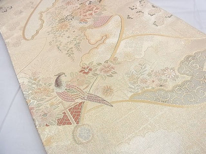 平和屋着物◎佐賀錦 六通柄袋帯 鉾 花鳥絵巻 金糸 逸品 BAAF9998du