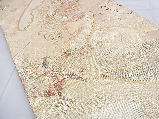平和屋着物◎佐賀錦 六通柄袋帯 鉾 花鳥絵巻 金糸 逸品 BAAF9998du