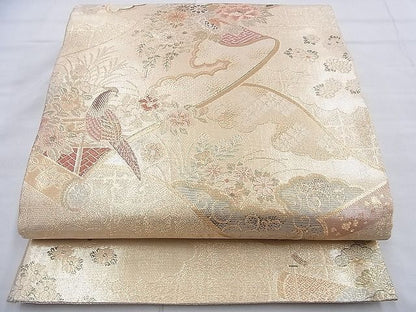 平和屋着物◎佐賀錦 六通柄袋帯 鉾 花鳥絵巻 金糸 逸品 BAAF9998du