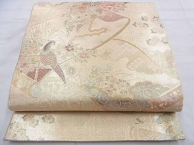 平和屋着物◎佐賀錦 六通柄袋帯 鉾 花鳥絵巻 金糸 逸品 BAAF9998du
