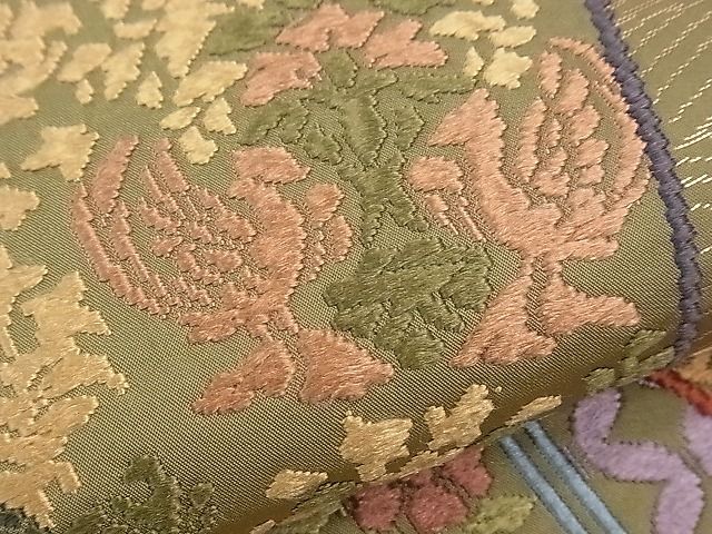 平和屋着物■六通柄袋帯 唐織 色紙重ね動物花鳥文 金糸 逸品 CAAF8131th