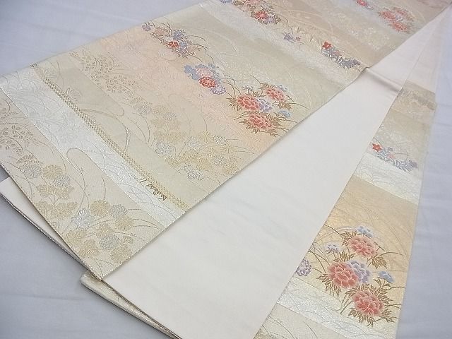 平和屋着物◎六通柄袋帯 唐織 みやび砂子文 金銀糸 逸品 BAAG2604du