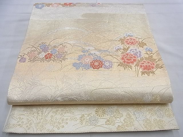 平和屋着物◎六通柄袋帯 唐織 みやび砂子文 金銀糸 逸品 BAAG2604du