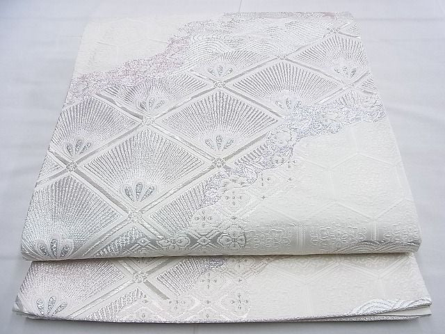 平和屋着物◎六通柄袋帯 唐織 道長飛鶴吉祥文 銀糸 逸品 BAAG2620du