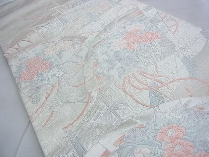 平和屋着物◎六通柄袋帯 唐織 王家寿祥錦 銀糸 逸品 BAAG2631du
