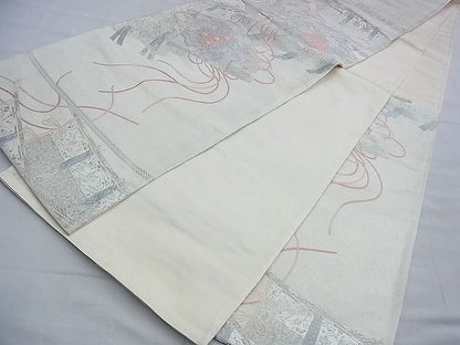 平和屋着物◎六通柄袋帯 唐織 王家寿祥錦 銀糸 逸品 BAAG2631du