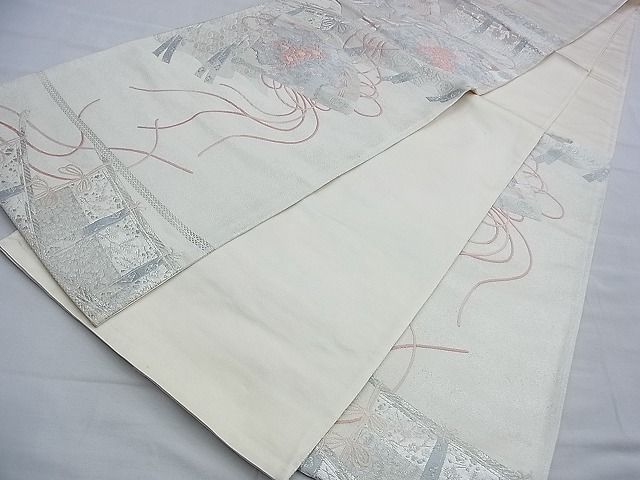 平和屋着物◎六通柄袋帯 唐織 王家寿祥錦 銀糸 逸品 BAAG2631du