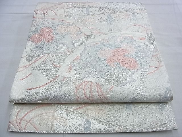 平和屋着物◎六通柄袋帯 唐織 王家寿祥錦 銀糸 逸品 BAAG2631du