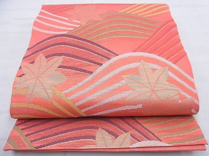 平和屋着物■夏物 全通柄 本袋帯 竜田川 金糸 逸品 BAAG2642du