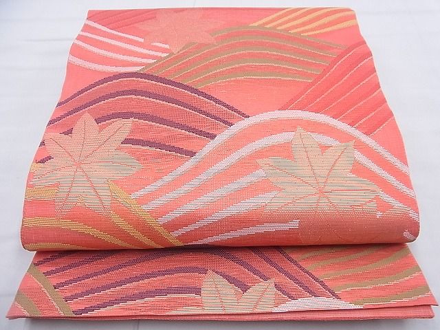 平和屋着物■夏物 全通柄 本袋帯 竜田川 金糸 逸品 BAAG2642du