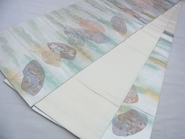 平和屋着物◎太鼓柄袋帯 光琳調扇面 金糸 逸品 BAAG2680du