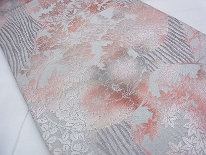 平和屋着物◎六通柄袋帯 元禄錦 ふくれ織 花丸文 うるし箔 逸品 BAAG2681du