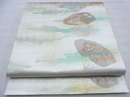 平和屋着物◎太鼓柄袋帯 光琳調扇面 金糸 逸品 BAAG2680du