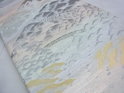 平和屋着物◎六通柄袋帯 唐織 名所風景文 錦プラチナ箔 逸品 BAAG2705du