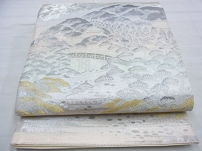 平和屋着物◎六通柄袋帯 唐織 名所風景文 錦プラチナ箔 逸品 BAAG2705du