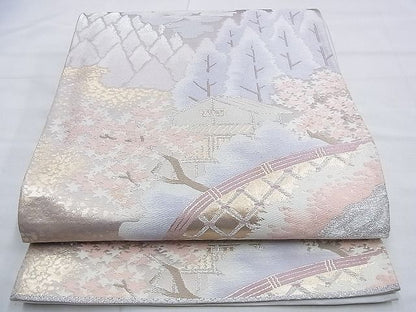 平和屋着物◎六通柄袋帯 唐織 樹林風景文 金銀糸 逸品 BAAG2734du