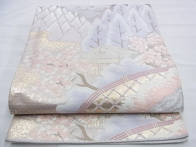 平和屋着物◎六通柄袋帯 唐織 樹林風景文 金銀糸 逸品 BAAG2734du