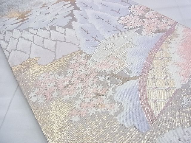 平和屋着物◎六通柄袋帯 唐織 樹林風景文 金銀糸 逸品 BAAG2734du