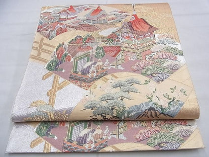 平和屋着物■六通柄袋帯 唐織 扇面祭礼文 金銀糸 逸品 BAAG2743du