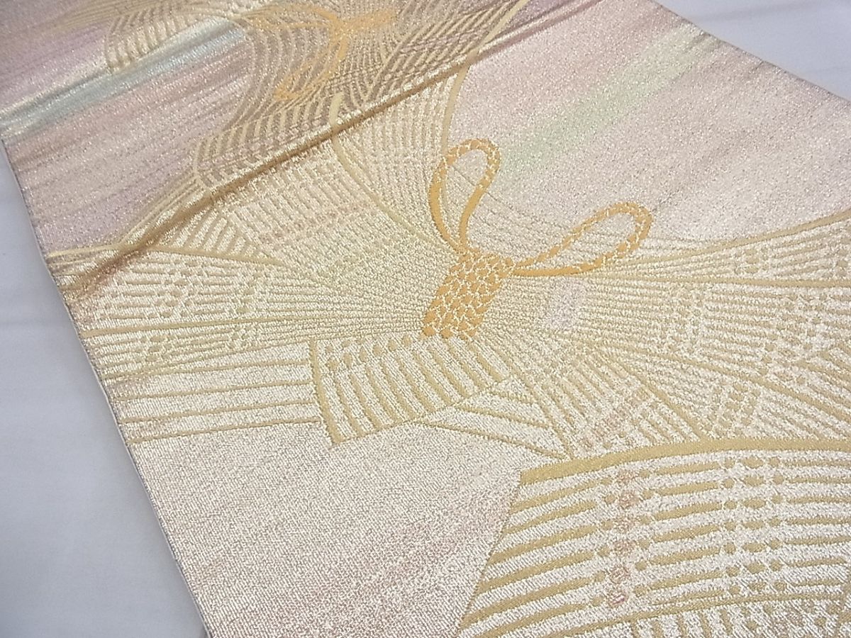 平和屋着物◎六通柄袋帯 束ね熨斗文様 金糸 逸品 BAAE7511du