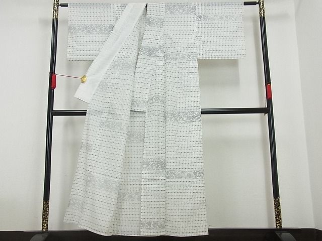 平和屋着物■夏物 小紋 横段花文 洗える着物 AAAH7458Ack