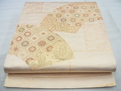平和屋着物◎六通柄袋帯 地紙草花文 金糸 逸品 BAAG0927qt