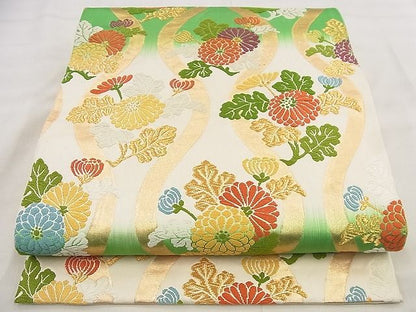 平和屋着物◎六通柄袋帯 唐織 立涌花文 金糸 逸品 BAAG0831qt