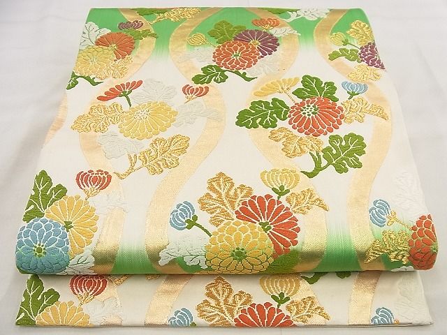 平和屋着物◎六通柄袋帯 唐織 立涌花文 金糸 逸品 BAAG0831qt