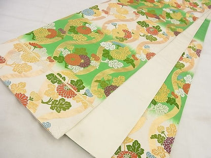 平和屋着物◎六通柄袋帯 唐織 立涌花文 金糸 逸品 BAAG0831qt