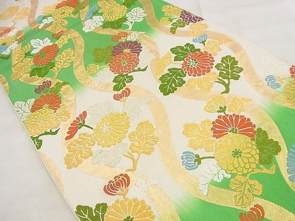 平和屋着物◎六通柄袋帯 唐織 立涌花文 金糸 逸品 BAAG0831qt