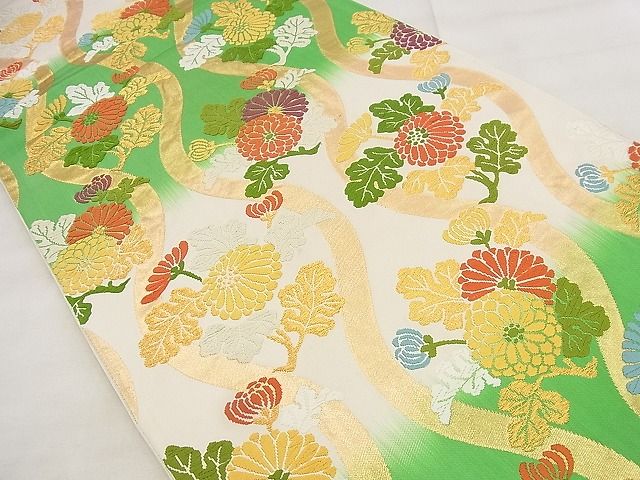 平和屋着物◎六通柄袋帯 唐織 立涌花文 金糸 逸品 BAAG0831qt