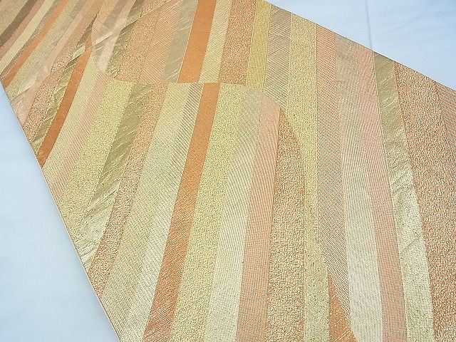 平和屋着物◎六通柄袋帯 斜線文 金糸 逸品 BAAG0936qt