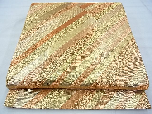 平和屋着物◎六通柄袋帯 斜線文 金糸 逸品 BAAG0936qt