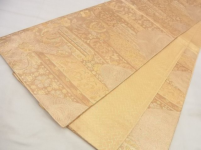 平和屋着物◎佐賀錦 六通柄袋帯 鳳凰花文 金糸 逸品 BAAG0837qt