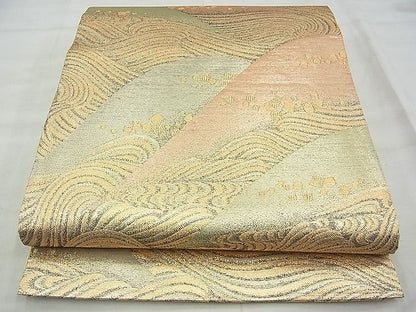 平和屋着物◎六通柄袋帯 遠山箔散らし文様 金糸 逸品 BAAG0959qt