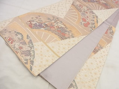 平和屋着物◎六通柄袋帯 唐織 ふたみ屏風絵 金糸 逸品 BAAG0860qt