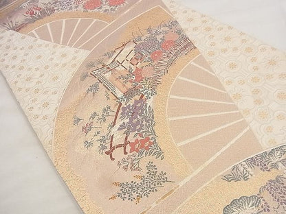 平和屋着物◎六通柄袋帯 唐織 ふたみ屏風絵 金糸 逸品 BAAG0860qt