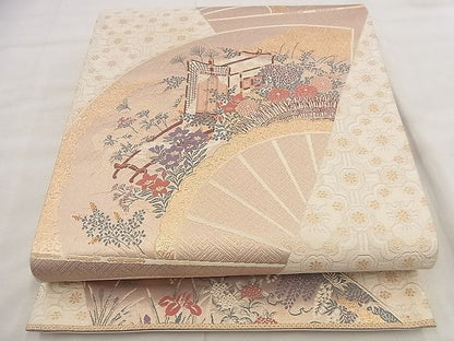 平和屋着物◎六通柄袋帯 唐織 ふたみ屏風絵 金糸 逸品 BAAG0860qt