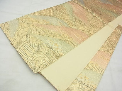 平和屋着物◎六通柄袋帯 遠山箔散らし文様 金糸 逸品 BAAG0959qt