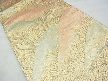 平和屋着物◎六通柄袋帯 遠山箔散らし文様 金糸 逸品 BAAG0959qt