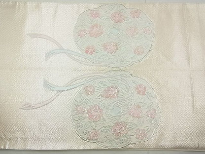 平和屋着物◎太鼓柄袋帯 唐織 蒔絵錦 金銀糸 逸品 BAAG0962qt