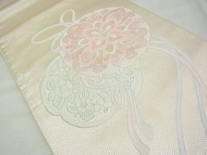 平和屋着物◎太鼓柄袋帯 唐織 蒔絵錦 金銀糸 逸品 BAAG0962qt