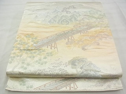 平和屋着物◎六通柄袋帯 ふくれ織 京名所 プラチナ二重箔 逸品 BAAG0964qt