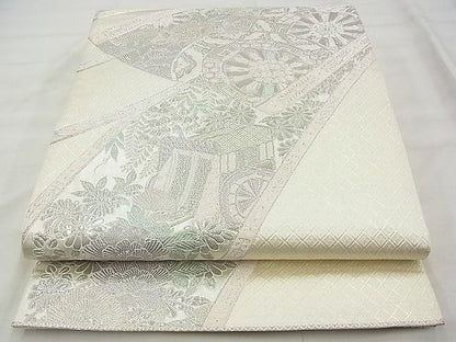平和屋着物◎六通柄袋帯 唐織 熨斗御車文 プラチナ二重箔 逸品 BAAG0965qt