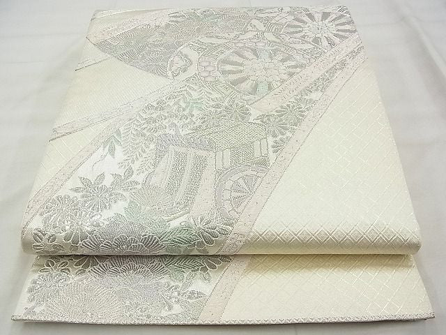 平和屋着物◎六通柄袋帯 唐織 熨斗御車文 プラチナ二重箔 逸品 BAAG0965qt
