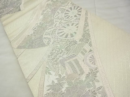 平和屋着物◎六通柄袋帯 唐織 熨斗御車文 プラチナ二重箔 逸品 BAAG0965qt