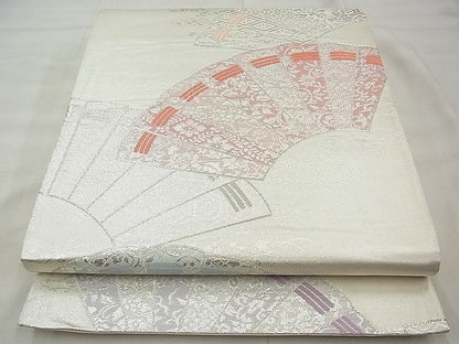 平和屋着物◎六通柄袋帯 唐織 檜扇散らし 銀糸 逸品 BAAG0975qt