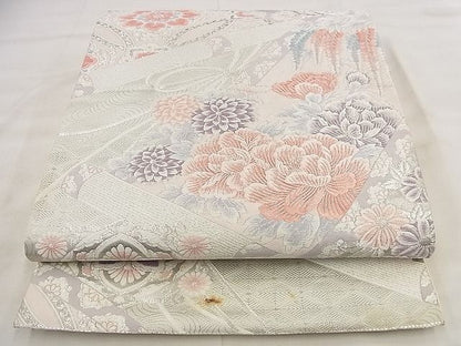 平和屋着物◎六通柄袋帯 唐織 九百錦 草花文 プラチナ箔 逸品 BAAG0882qt