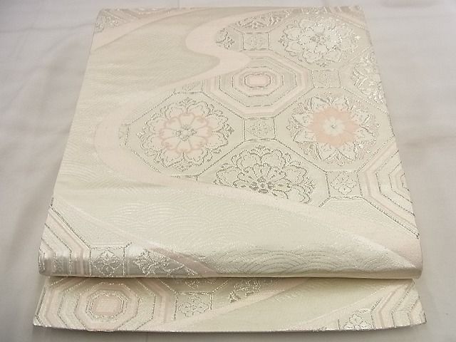 平和屋着物◎六通柄袋帯 唐織 蜀江花文 銀糸 逸品 BAAG0884qt